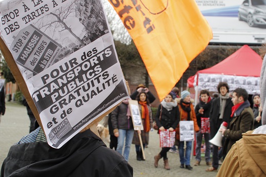 Protestactie tegen de tariefverhogingen bij de MIVB